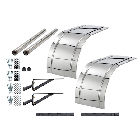 Betts Spring Kit - Fenders, Half Tandem, 4 Rib, Stainless, 66in, With Brackets TIKSR300-66DS